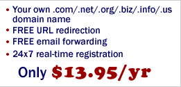 FREE URL redirection, FREE email forwarding, only $13.95/yr!